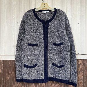 Boden sweater jacket size 16 heather blue navy women's